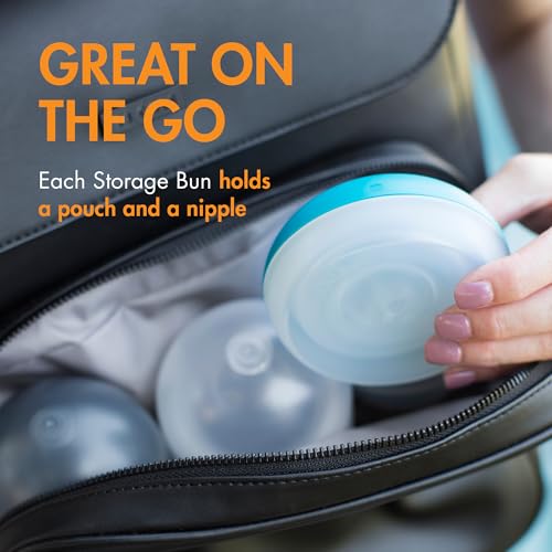 Boon Baby Bottle Storage Buns - Travel Holders for Nursh Bottles - Blue and White, 3 Count (Pack of 12) - size: 3 Count (Pack of 12)