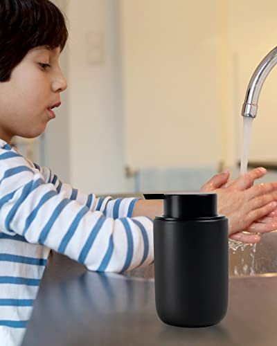 BosilunLife Lotion Pump Dispenser - Matte Black Soap Dispenser Bathroom Ceramic Dish Liquid Soap Dispenser for Kitchen, Bathroom Countertop Soap Dispensers - color: Black-liquid Pump