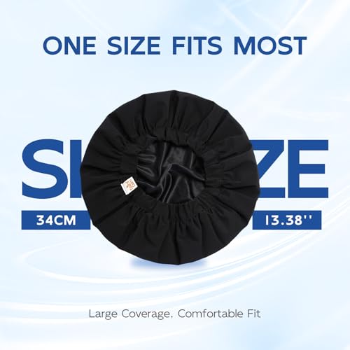 Years calm Shower Cap for Men Waterproof Reusable - Fashion Dual-Layer Design, Adjustable Elastic Band for Long & Curly Hair, XL Bath & Spa Cap for Travel, Satin Lined Shower Cap Black - color: Eternal Obsidian