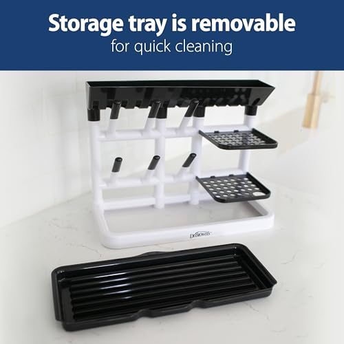 Dr. Brown's Drying Tower, Stand-Up Drying Rack, Countertop Baby Bottle Drying with Organized Storage for Baby Essentials, Space Saving Vertical Rack, Gray/White - style: Gray/White Rack