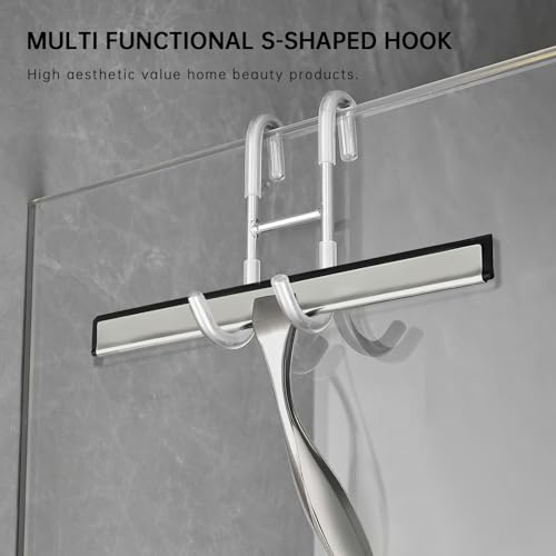 Shower Door Hooks,Towel Hooks for Bathrooms Frameless Glass Door,Heavy Duty SUS 304 Stainless Steel Hook for Towels,Squeegee,Loofah,Shaver,Robe,2 Pack (Silver) - color: Silver