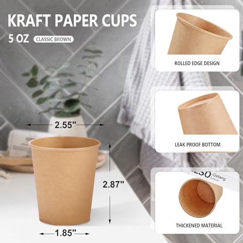 SIUQ 400 Pack 5 oz Kraft Paper Cups, Disposable Bathroom Cups, Mini Mouthwash Cups, Hot/Cold Beverage Drinking Cup for Home, Store, Travel, Events (Brown) - style: 5oz-400pack