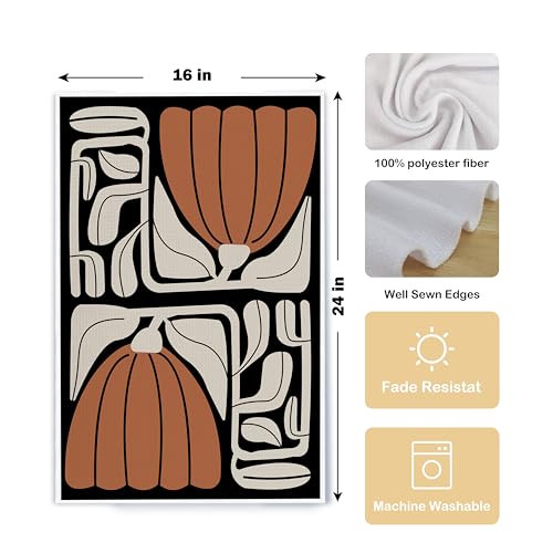 Black and White Floral Kitchen Towels, Retro 70s Groovy Hand Towels for Bathroom Decor, Modern Minimalist Botanical Dish Tea Towels for Kitchen Decor(16×24 Set of 2) - color: Boho Black and Whtie