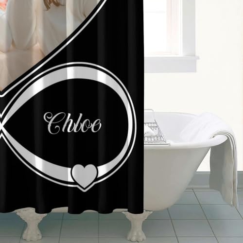 Personalized Shower Curtain Set Custom Photo Shower Curtains Modern Minimalist Home Bathroom Curtain Decor with 12 Hooks 72 Inch Wide * 84 Inch High - color: 1 Photo-2, size: 72"W x 84"L (Pack of 1)