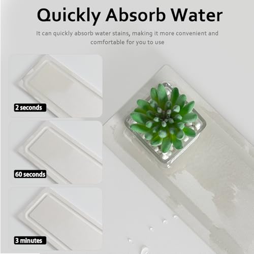 2 PCS Fast-Drying Stone Trays for Bathroom Sink & Kitchen Counter, Water Absorbing Diatomite Sink Coasters, Vanity Tray, Hand Soap Holder with Anti-Skid Pads (9.5" x 4.7" White) - color: 9.5" X 4.7" White