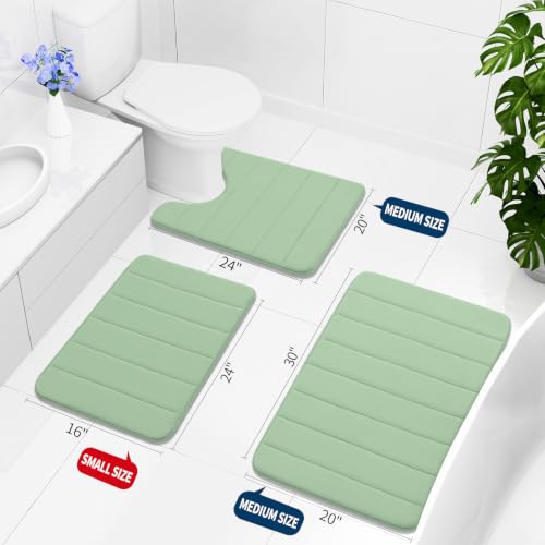 Buganda Memory Foam Bath Mat, 60" x 24", Ultra Soft Bathroom Rugs, Water Absorbent and Machine Washable Bath Rug Runner for Bathroom, Shower, and Tub, Sage Green - color: Sage Green, size: 60" X 24"