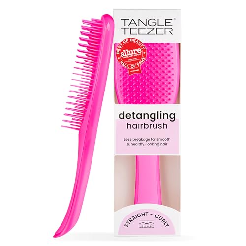 Tangle Teezer Ultimate Detangler Brush, Straight to Wavy, Runway Pink | Patented two-tier, regular-flex teeth reduce breakage & split ends on wet or dry hair; Shower-friendly hairbrush for all ages - color: Runway Pink