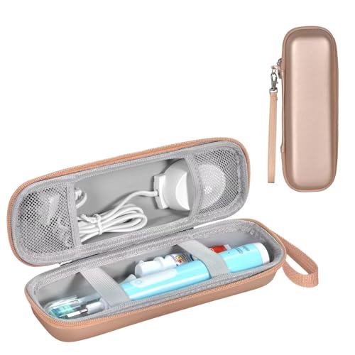 Toothbrush Travel Case for Oral B/Oral-B Pro 1000 1500 5000 7000 7500 6000 9600/ Phlips Sonicare 4100 5100 1100 6100 5300 Electric Toothbrush, Portable Hard Protective Storage Bag (Gold) - color: Rose gold