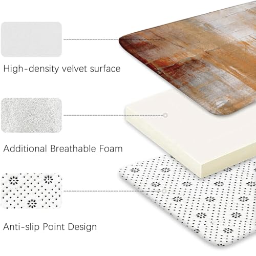4Pcs Burnt Orange Abstract Shower Curtain Set, Rust Brown Bathroom Shower Curtain with Rugs and Accessories,with Non-Slip Rugs, Toilet Lid Cover and Bath Mat for Bathroom Set Decor - color: Orange Brown