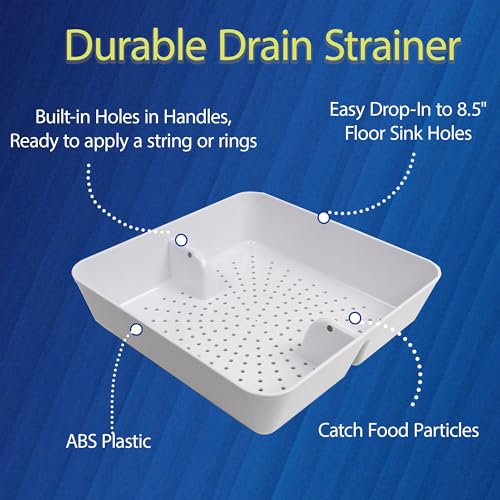 Leyso Floor Sink Commercial Drain Cover Strainer ABS Plastic Drop-in Basket 8-1/2" x 8-1/2" x 2-1/4" (2" H ABS X 4) - Suitable for Kitchen, Restaurant, bar, Buffet - style: 2"H ABS x 4