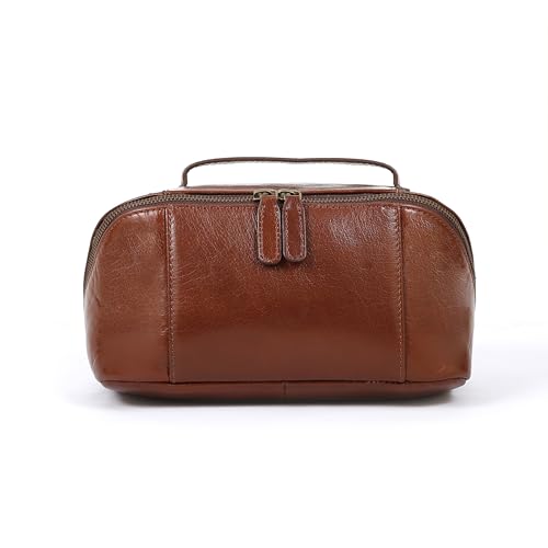 KomalC Luxury Leather Men’s Toiletry Travel Bag – Handmade Shaving Kit with Waterproof Interior, Spacious Storage & Carry Handle – leather travel Kit Bag for Men & Women (Wine) - color: Wine