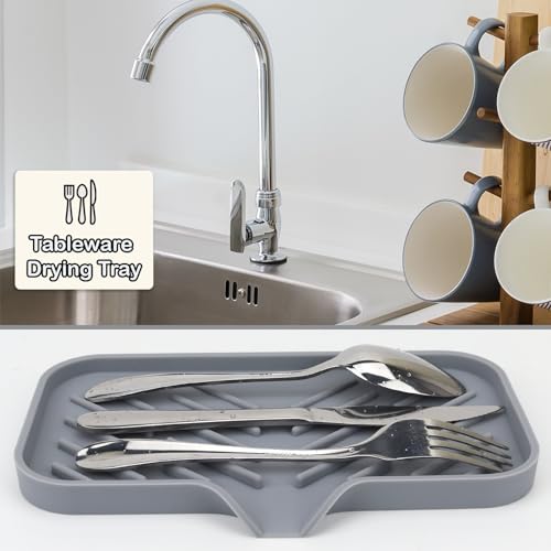 Yasmen Silicone Bathroom Soap Dishes, Sink Sponge Holder for Kitchen, Rubber Soap Dish with Drain, Shower Soap Sponge Tray, Sink or Counter Organizer, for Bar Soap, Bottle, Dish Soap Dispenser-Grey - color: Gray, size: L(9.5"×5.1" )