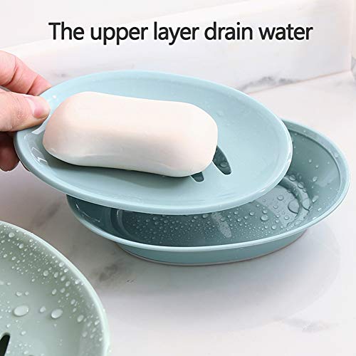 WYOK 2-Pack Soap Dish with Drain Plastic Sponge Holder Easy Cleaning Soap Saver Tray Caddy Keep Dry Stop Mushy for Shower Bathroom Kitchen(Khaki) - color: Khaki