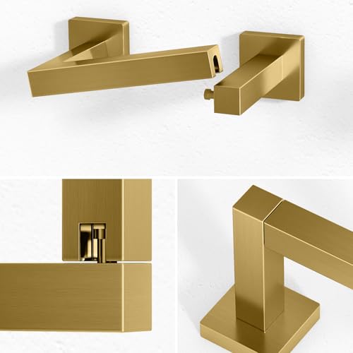 FEILERN Toilet Paper Holder, Wall Mount Pivoting for Bathroom, Gold | Square Tissue Paper Holder, Stainless Steel, Double Post Pivoting, Commercial Toilet Paper Dispenser - color: Gold, size: 1 Pack