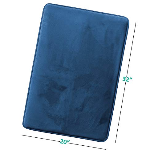 Clara Clark Bathroom Rugs, Velvet Memory Foam Bath Mat, Non-Slip, Machine Washable Bath Rugs - Dries Quickly, Ultra Soft Plush Bath Mats for Bathroom, 20 x 32, Royal Blue - color: Blue, style: 20 x 32