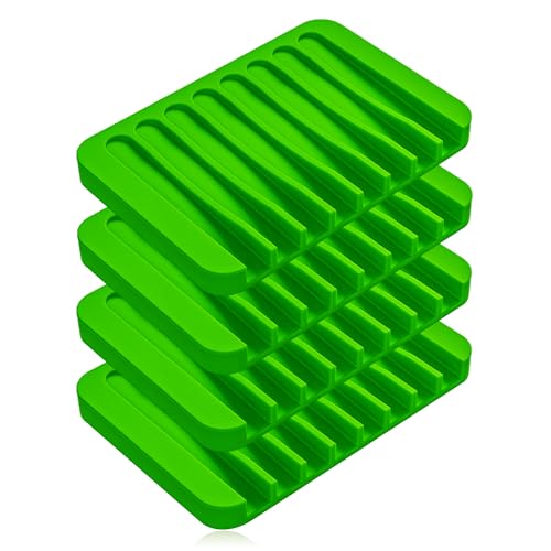 4-Pack Self Draining Soap Dish for Shower Bathroom Waterfall Silicone Soap Saver Tray Sponge Holder for Kitchen Sink Non-Slip Easy Clean Green - color: Green