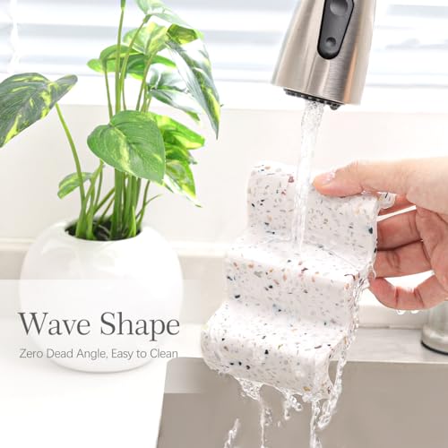 Luxspire Soap Dish, Marble Soap Dish, Self-draining Tray, Soap Holder Saver for Shower, Bathroom, Sink, Kitchen and Countertop - Terrazzo - color: Terrazzo