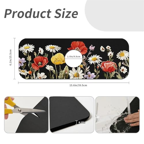 Faucet Fast Absorbent Pad - Wildflower Illustration , Suitable For Kitchen, Bathroom, Island And Other Scenes - color: wildflower illustration