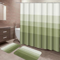 ArtSocket Green Olive Ombre Bathroom Set with Shower Curtain and Bath Rugs and Accessories, Striped Modern Neutral Non-Slip, 72" L x 72" W Curtain, 23.6" L x 15.7" W + 19.7"x 31.5" Rugs, 3 Pcs - color: Green Olive Ombre