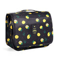 Pengxiaomei Hanging Toiletry Bag, Black Waterproof Cosmetic Bag Portable Lemon Makeup Pouch Travel Wash Bag with Handle for Woman Teen Girls Birthday Gifts - color: Black