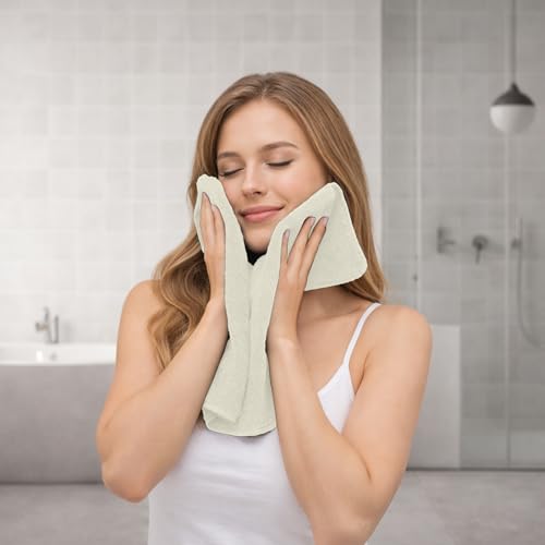 RIVERSIDE Pack of 8 Towels Set, 2 Large Bath, 2 Hand, 4 Face Washcloths, 100% Cotton Hotel Quality, Super Soft, Quick Dry, Highly Absorbent Perfect for Bathroom, Cannoli Cream - color: Cannoli Cream, size: Towel Set (PK 8)