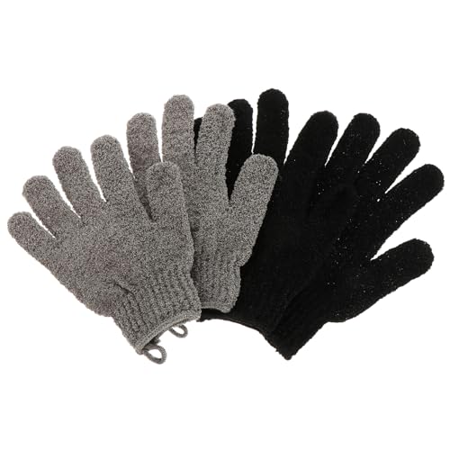 Exfoliating Bath Gloves 4pcs Set Polyester Scrub Wash Mitts for Shower Skin Exfoliation Bathroom Cleaning Gloves for Men and Women