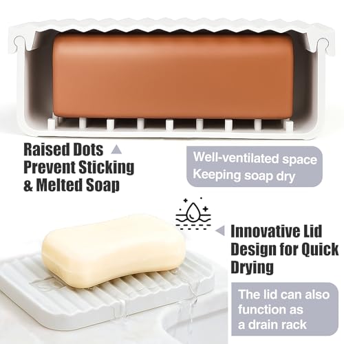 AIDIMMING Extra Large Silicone Soap Case for 10oz Duke Cannon Bar Soap – Leakproof Travel Soap Holder with Self-Draining Lid - Large Capacity, Durable, Impact-Resistant, Stain-Resistant (Milky White) - color: Milky White