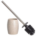 Clasin Home Toilet Bowl Brush and Holder with Stainless Steel Long Handle, Toilet Scrubber Brush with Durable Base, 360° Deep Cleaning Bristles for Bathroom, Compact Set for Small Space (Beige) - color: Beige