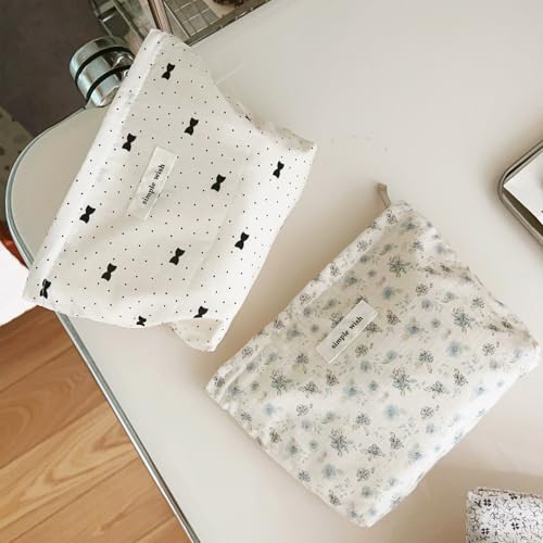Wudygirl Small Makeup Bag Travel Cosmetic Bag for Women Bow Makeup Pouch Zipper Cosmetic Pouch Aesthetic Handbag 8.3" x 5.9"(Polka Dot) - color: Polka Dot Bow