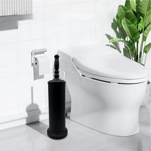Metal Toilet Bowl Brush with Holder Premium Bathroom Cleaning Set Rustproof Hygienic Durable Elegant Finish - color: Matte Black
