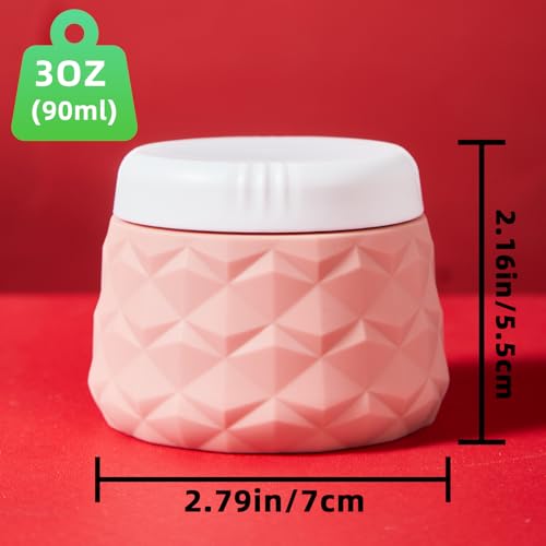 Silevoler Travel Size Containers for Toiletries, 1.7oz TSA Approved Travel Size Toiletries Silicone Cosmetic Cream Jars, Leak-Proof Refillable Containers W/Clear Bag (PINK, 3OZ) - color: PINK