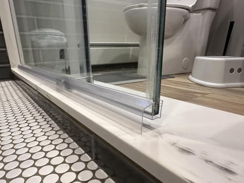Bathroom Shower Glass Door Bottom Seal Strip, 2PCS 36 Inch Long Clear PVC Seal Strips for 1/4"(6mm) Thick Framless Glass Door Panel - style: 1/4" (6mm）X 36"