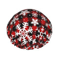 Christmas Snowflakes Shower Cap For Women Reusable Waterproof Double Layers Bath Cap Hair Protection Elastic Ladies Spa Salon Shower Hat - color: Christmas Snowflakes