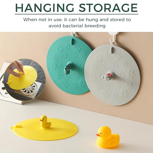 2Pcs Dinosaur & Grizzly Bear Flat Tub Stoppers | Cartoon Bathtub Stoppers, For Bathtub and Washbasin, Ceramic Washbasin Plug - color: Mixcolor3