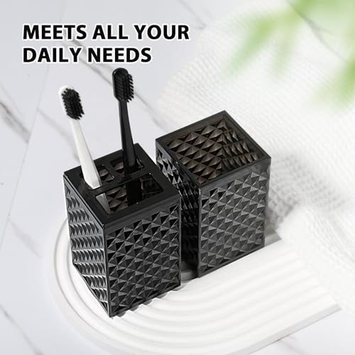 RYTOXILO Black Bathroom Accessories Set, 4 Pack Matte Black Bath Accessory Sets Complete, Acrylic Soap Dispenser and Toothbrush Holder Set for Bathroom Counter Sink, Modern Bathroom Decor - color: Black