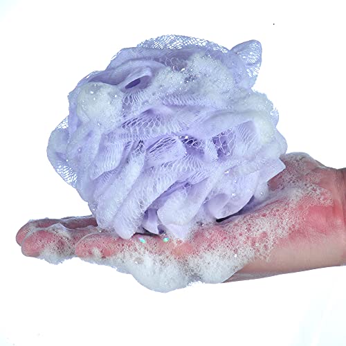 60g/pcs Purple Mesh Bath Sponge Shower Pouf Loofahs Shower Puff Pack of 4 (Purple) - color: Purple