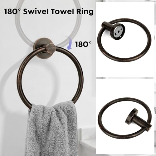 4 Piece Oil Rubbed Bronze Stainless Steel Bathroom Hardware Set Include Hand Towel Ring, Toilet Paper Holder,and 2 Robe Towel Hooks,Bathroom Accessories Set Oil Rubbed Bronze - color: Oil Rubbed Bronze