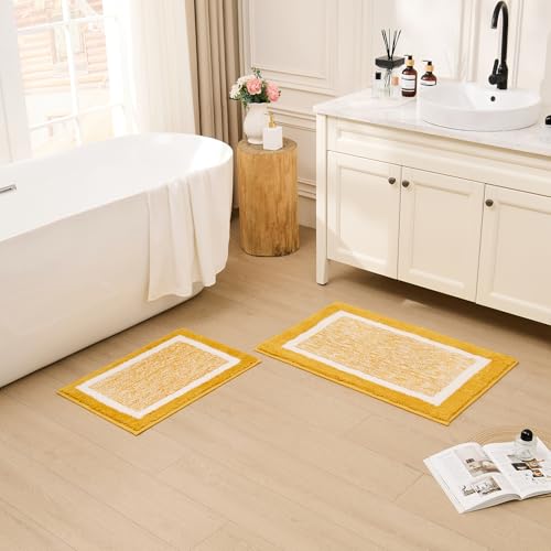 CozeCube Bath mats for Bathroom Non Slip, Fluffy Absorbent Microfiber Bath mat Washable, Aesthetic Bathroom Rugs, Small Harvest Gold Bath mat, Harvest Gold, 24" x 16" - color: A-harvest Gold, size: 2' x 1'4" (Rectangular)