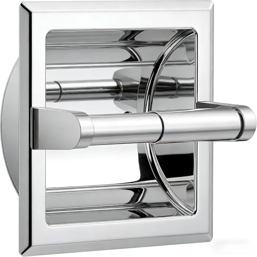 FORIOUS Recessed Toilet Paper Holder, Stainless Steel Durable Tissue Roll Holder Wall Mount for Bathroom Space Saving Design with Mounting Bracket, Wall Toilet Paper Dispenser Insert, Chrome - color: Chrome