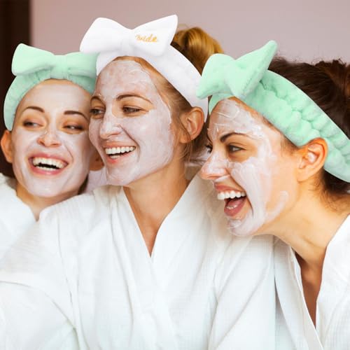 Semato Bachelorette Party Favor Set - Bride & Bridesmaid Spa Headbands (1 bride+ 7green) - color: 1 bride+ 7green