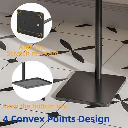 RUACQ Toilet Paper Holder Stand, Bathroom Toilet Paper Roll Holder Free Standing, Toilet Tissue Holder Stand with Post Pivoting Design, Stable Weighted Base, SUS304 Stainless Steel (Matte Black) - color: Matte Black, size: Free Standing
