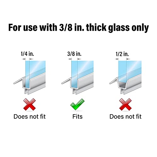Prime-Line M 6258 Frameless Shower Door Bottom Seal for 3/8 in. Thick Glass Doors – Stop Shower Leaks and Create a Water Barrier, 36 in., Clear Vinyl (Single Pack) (Pack of 2) - size: 3/8 in. (Pack of 2)