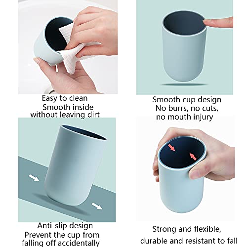Unbreakable Reusable Drinking Cups Set of 2 Colors, Plastic Toothbrush Cup Tumblers 300 ml/10.5 oz, Dishwasher Safe (Light blue & Light pink) - color: Light blue & Light pink