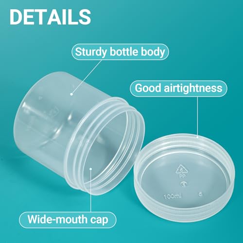 ASEVAT 1 oz Wide Mouth Lab Reagent Bottles, Laboratory Grade Chemical Container, Sealed Leak-proof Translucent PP Bottle, Pill Bottle, Water Sample Jars(6 Pcs) - size: 1 oz