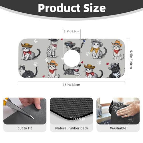 Faucet Draining Mat For Kitchen Sink, Pet Lover Cat Diatom Mud Absorbent Drain Pad For Bathroom Kitchen Sink Splash Guard Drying Mat - color: Pet Lover Cat, size: One Size
