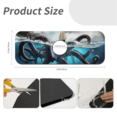 Faucet Fast Absorbent Pad - Deep Sea Octopus And Boat Drying Pad, Suitable For Kitchen, Bathroom, Island And Other Scenes - color: Deep sea octopus and boat