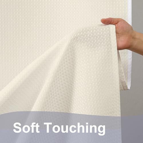 OWENIE Cream Waffle Weave Fabric Shower Curtain, Textured Heavy Cloth Shower Curtains for Bathroom, Water Repellent Soft Hotel Spa Luxury Elegant Bath Curtain, Machine Washable, Cream, 72x78 Inch - color: Cream, size: 72"W x 78"L (Pack of 1)