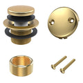 All Metal Tip-Toe Bathtub Drain Kit with Two-Hole Overflow Faceplate and Universal Fine/Coarse Thread Assembly, Bath Tub Drain Kit fits All Bathtub -Brushed Gold - color: Brushed Gold