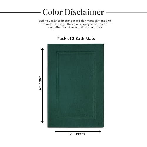 Tens Towels Pack of 2 Bath Mats 100% Cotton, 20 x 32 Inches, Super Absorbent, Hotel Quality Premium Floor Towels, Luxurious, Soft & Quick Dry, Not a Bathroom Rug (Hunter Green) - color: Hunter Green
