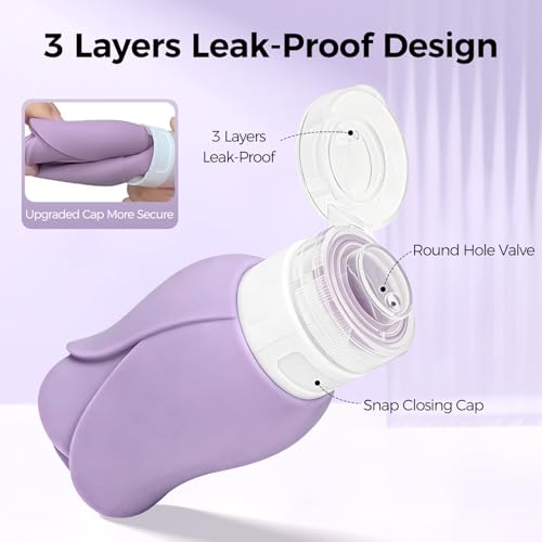 Silicone Travel Bottles - 3 OZ Travel Bottles Leakproof for Travel TSA Approved & Refillable Mini Cream Containers Set 8 Pack, 4 colors - color: PK+RS+PP+RD, size: 4 Bottles+ 4 Jars
